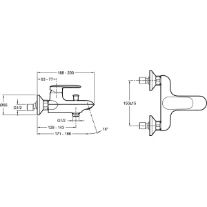 Смеситель Jacob Delafon Kumin для ванны с душем E99460-CP